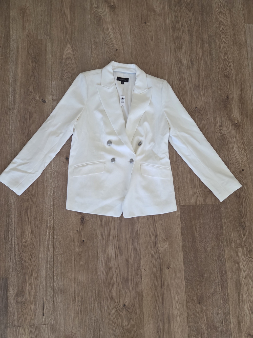 Talbots White Double-Breasted Suit Jacket